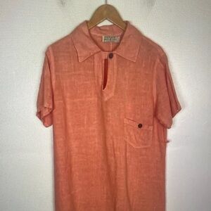 Vintage Casual Short-Sleeve Shirt - Coral Orange